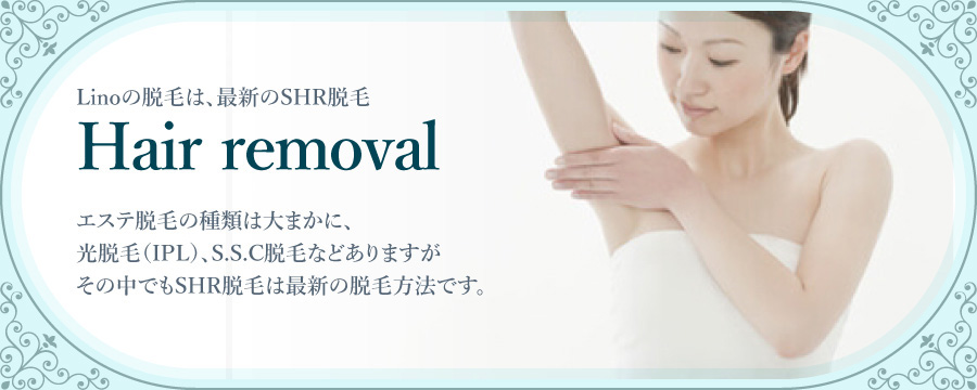 Linoの脱毛は、最新のSHR脱毛
          Hair removal
          たくさんのご新婦様を送り出して
          ドレスを知り尽くしたエヴァーズだからこそ、
          ご提案できるブライダルエステ。