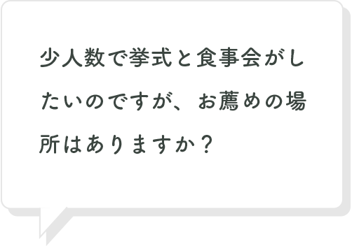 少人数で挙式と食事会がしたいのですが、お薦めの場所はありますか？